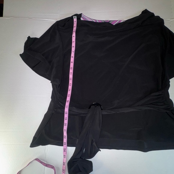 Perceptions Woman Black Draped Top with Side Tie – Size 24W – Stretch Blouse - Picture 6 of 11